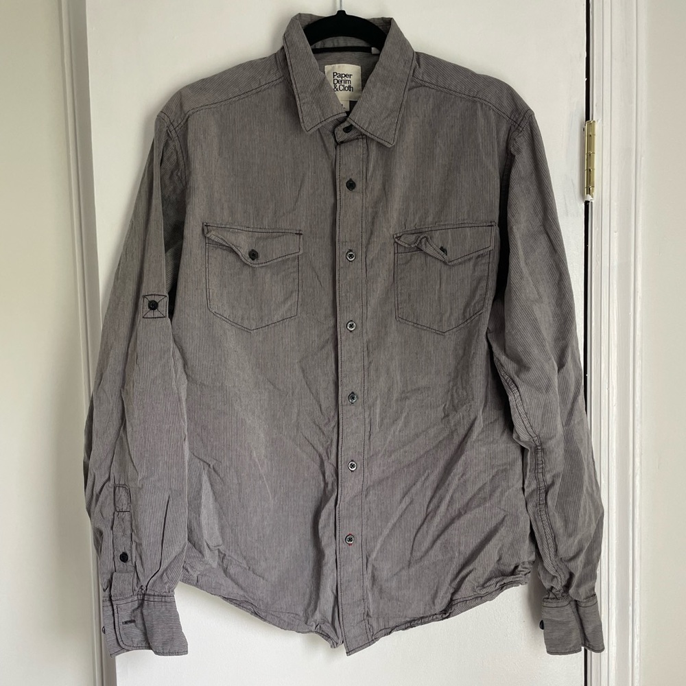 Paper Denim & Cloth Chambray Stripe Casual Button Down Shirt